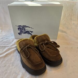 Burberry Suede and Shearling Stony Mules Size 41